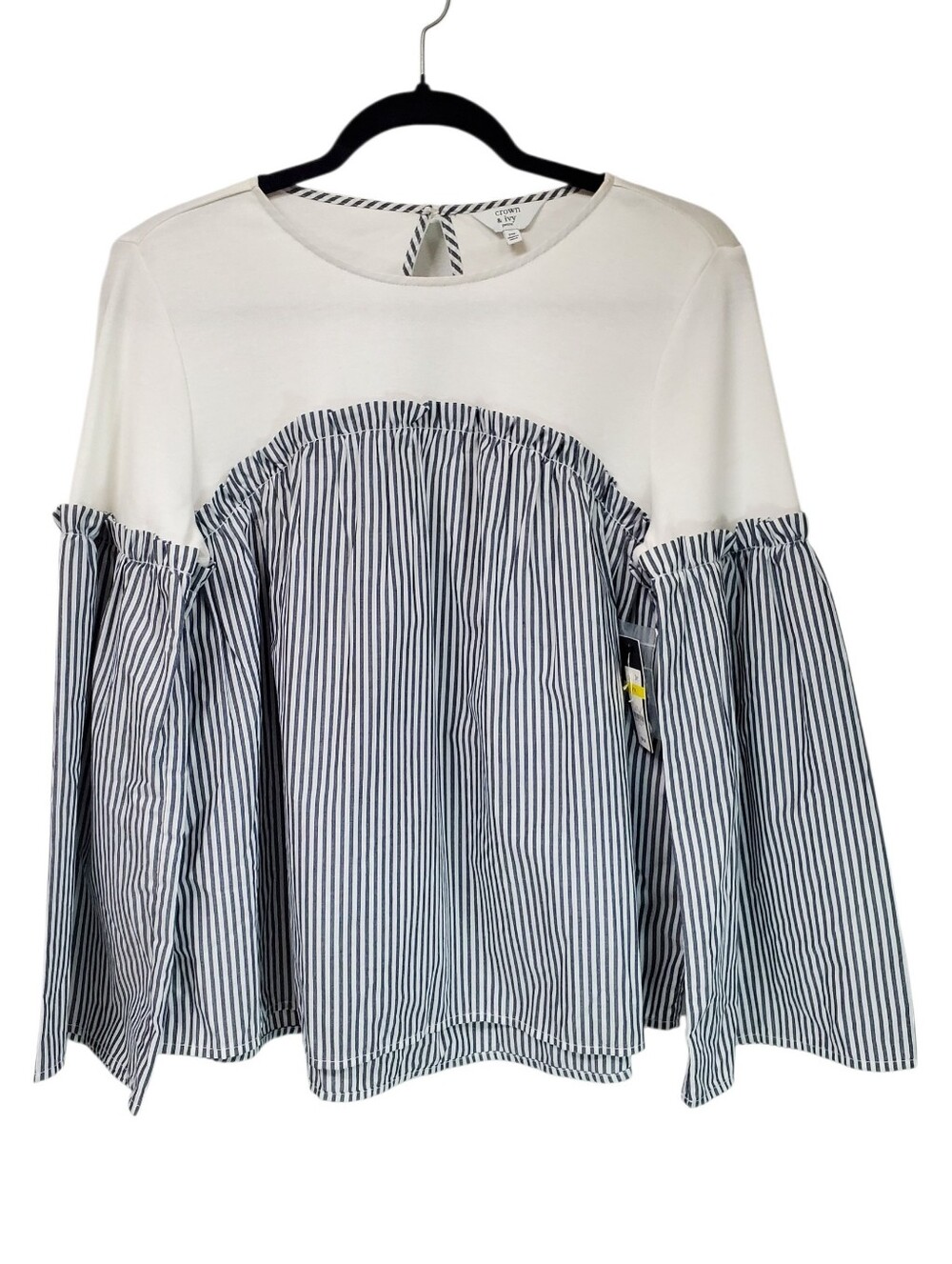Crown And Ivy Preppy Navy And White Striped Blouse P Medium Business Casual